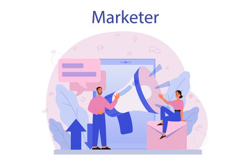 Marketer. Advertising and marketing concept. Business strategy