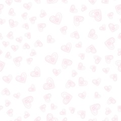 Background with different colored confetti hearts for valentine time. Seamless pattern