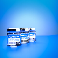 Concept for availability of a vaccine against the corona virus SARS-CoV-2 / COVID-19: Glass...