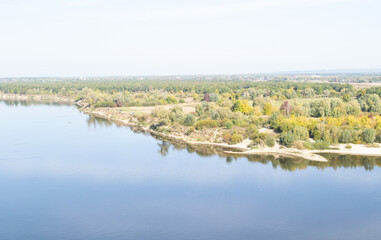 OKA river with vegetation on the banks,autumn landscape