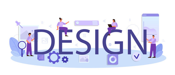 UX UI design typographic header. App interface improvement