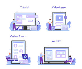 UX UI designer online service or platform set. App interface improvement