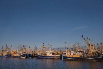 Fensteraufkleber Fishing boats at Port of Harlingen Friesland. Harbour. Sailing at Nortsea. Waddenzee.. Noordzee. Super sailing yacht. Netherlands. © A