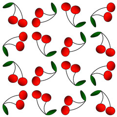 Seamless red cherry pattern, clockwise ornament