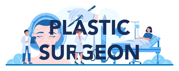 Plastic surgeon typographic header. Idea of body and face
