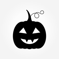 Halloween pumpkin Jack O Lantern black shape icon.