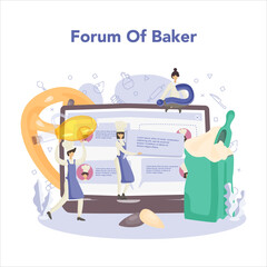 Baker and bakery online service or platform. Chef in the uniform