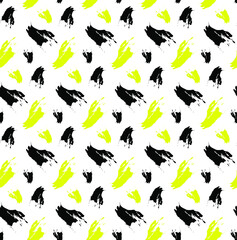 Naklejka na ściany i meble Abstract brush seamless pattern in yellow and black colors 
