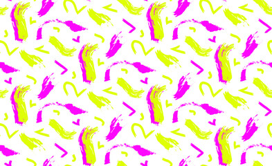 Abstract brush seamless pattern in yellow andpink colors 
