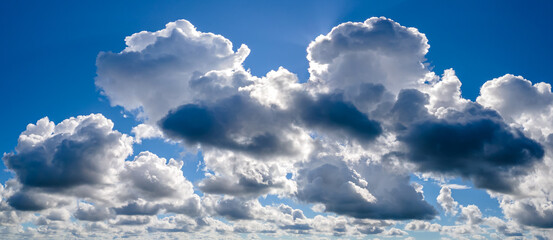 Aerial landscape, clouds in the sky.