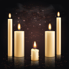 Candles Set Realistic Background