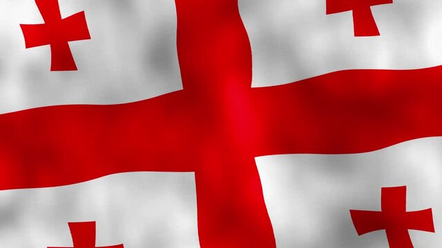 Georgian Flag waving in the wind.Abstract seamless slow motion close up computer animation.Georgia,Tbilisi.