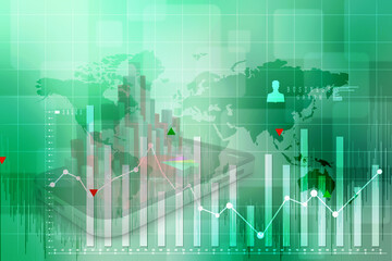 2d rendering Stock market online business concept. business Graph 