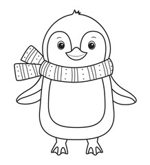 Penguin for coloring book.Line art design for kids coloring page.
