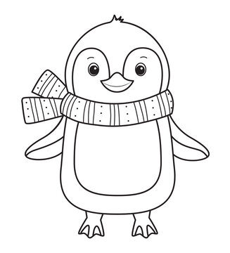 recommend clip art: Penguin for coloring book.Line art design for kids coloring page.