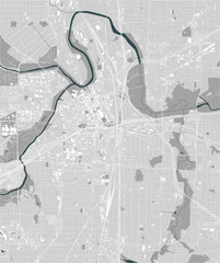 map of the city of Fort Worth, Texas, USA