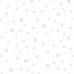 Cute light brown snow polka dot seamless pattern on white background. Christmas snowflakes. Great for winter fabric, textile, nursery decoration, Christmas wrapping paper, scrapbooking. Surface