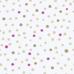 Vector cute small colorful polka dot seamless pattern on light blue background. Christmas snow. Great for fabric, textile, nursery decoration, wrapping paper, scrapbooking. Surface pattern design.