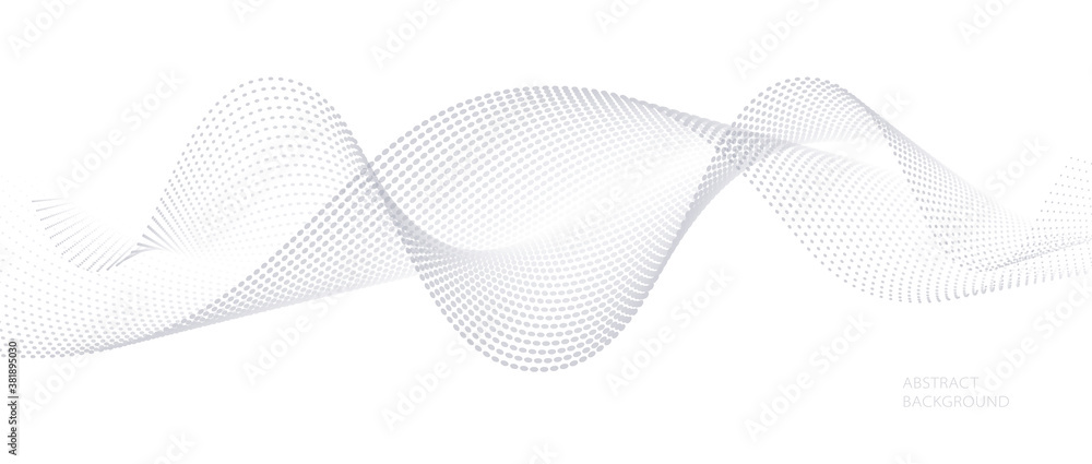 Poster grey white abstract background with flowing particles. digital future technology concept. vector ill