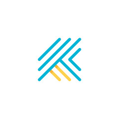 striped letter k logo formed from lines