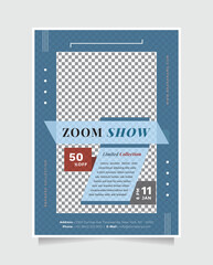 Blue fashion show flyer, brochure and banner design template with A4 Size for promotion
