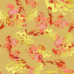 UFO camouflage of various shades of beige, red and yellow colors