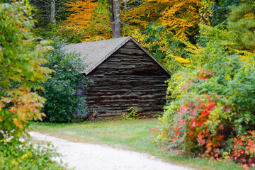 Beautiful hut in the middle of nature in autumn