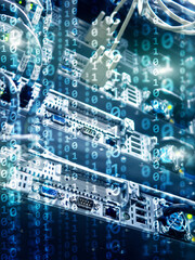 Blue binary code background. computer data transfer concept.