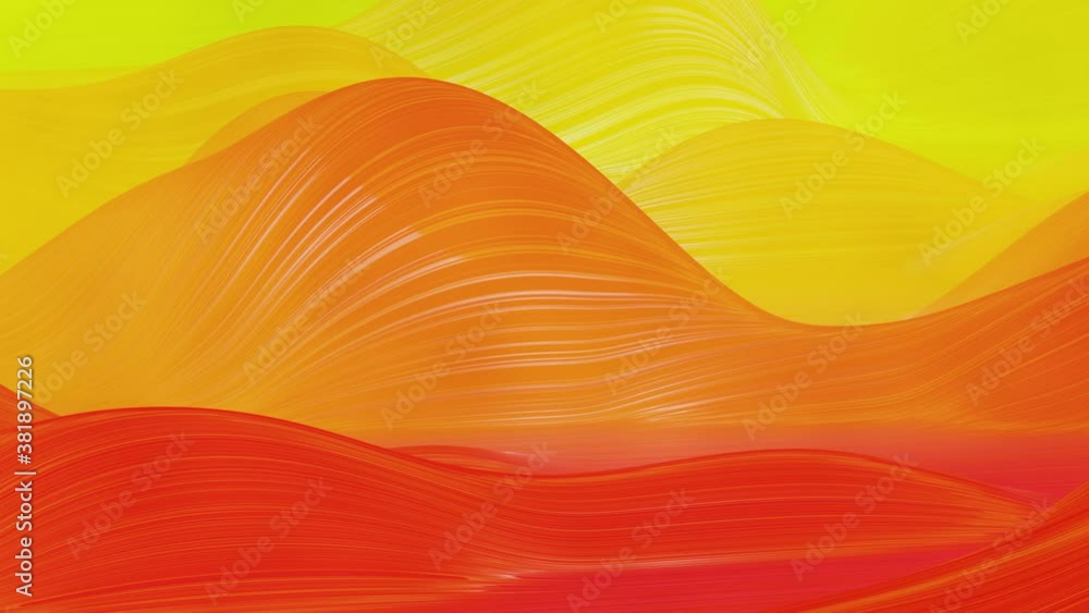 Aufkleber beautiful abstract background of waves on surface, red yellow color gradients, extruded lines as str