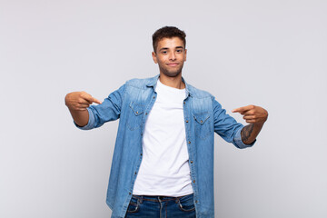  looking proud, arrogant, happy, surprised and satisfied, pointing to self, feeling like a winner