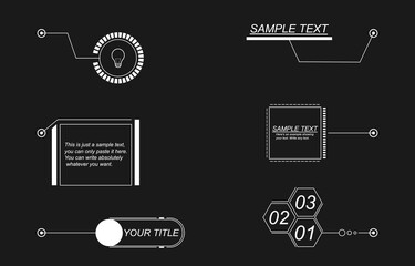 Callout. White callouts with text on a black background. Prompt. Text. The illustration is drawn on a black background.