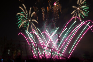 fireworks over black sky in valencia