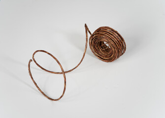 Gift wrapping jute rope coil, starting to unravel
