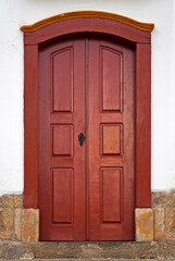 Colonial door in Sao Joao del Rei, Minas Gerais, Brazil