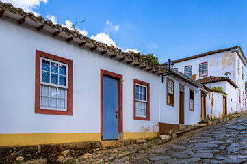 Colonial houses of the touristic town of Tiradentes (National Heritage), Minas Gerais, Brasil