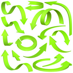 Green Arrows 3d vector illustration set