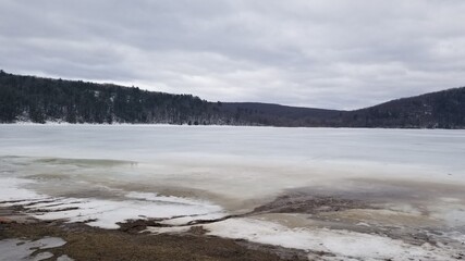 Frozen lake in the mountains