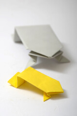 Origami, making frog from paper