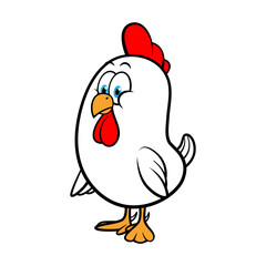 Funny Rooster cartoon characters standing, best for fast food culinary business mascot, or decoration for fast food menu, Vector