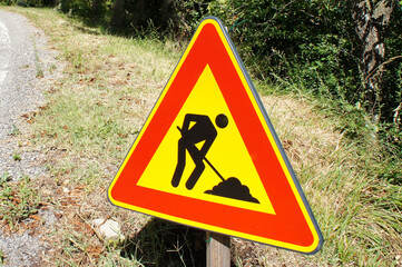 construction sign on the road