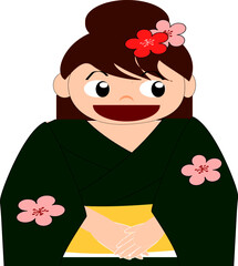 着物を着て笑ってる女性