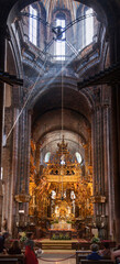 Fototapeta na wymiar Santiago de Compostela, Galicia, Spain: interior of St. James cathedral 