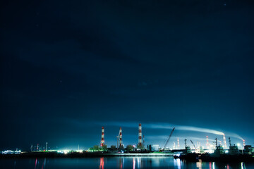 夜の鹿島港と工場　幻想的なファイナルファンタジー