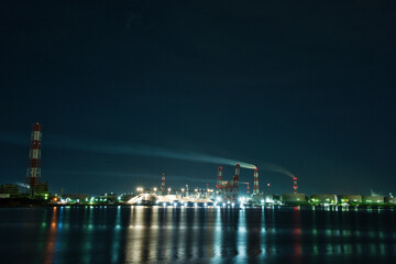 夜の鹿島港と工場　幻想的なファイナルファンタジー