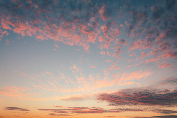 Cirrocumulus clouds sunset sky landscape - 381906671