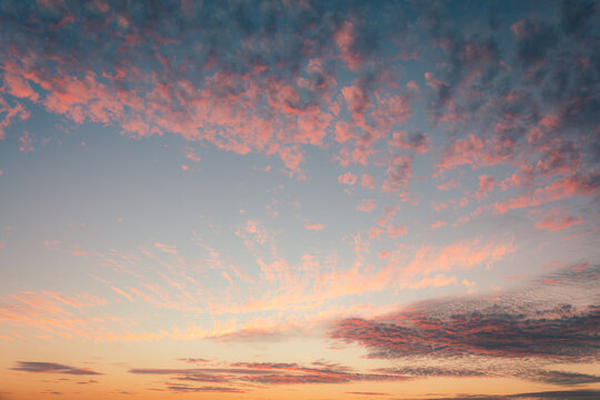 Cirrocumulus clouds sunset sky landscape