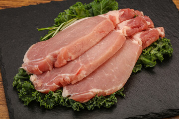 Raw pork steak for cooking