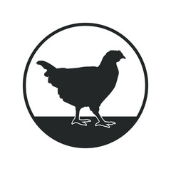 Chicken graphic icon. Chicken sign in the circle isolated on white background. Vector illustration