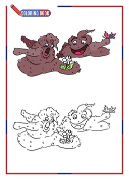 printable coloring book. monster with a flower