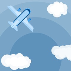 plane in the sky. simple flat style color picture